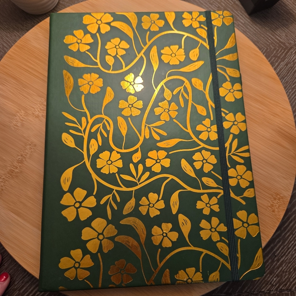 Floral Green and Gold Sketch Notebook with Pen and Pencil Set | 3 Set Bundle - Picture 2 of 8